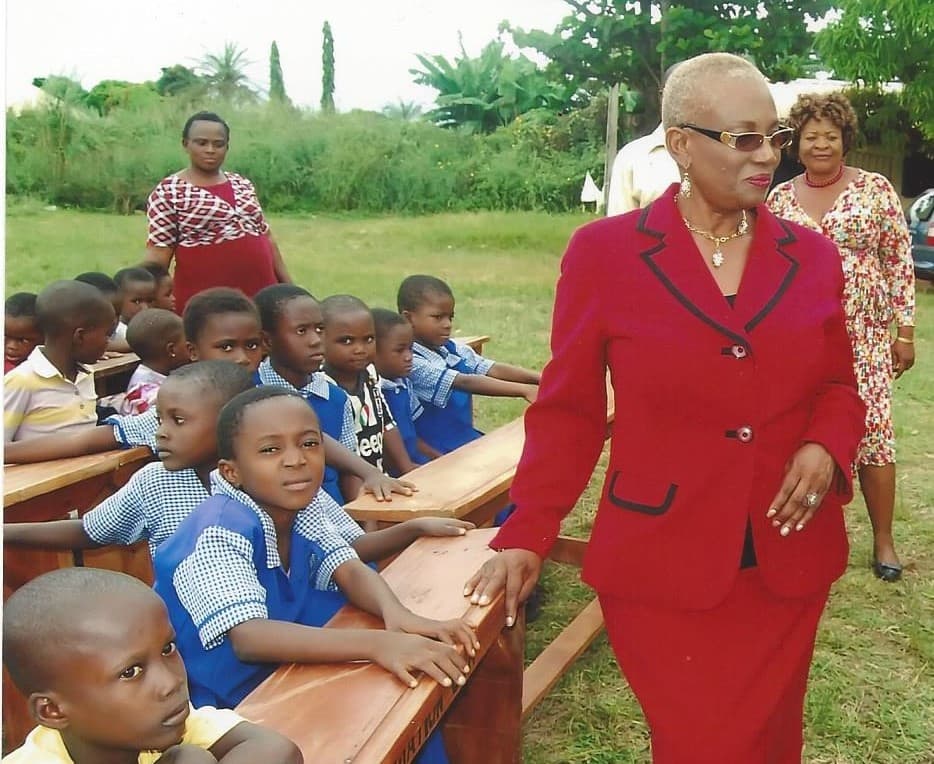 With the school children